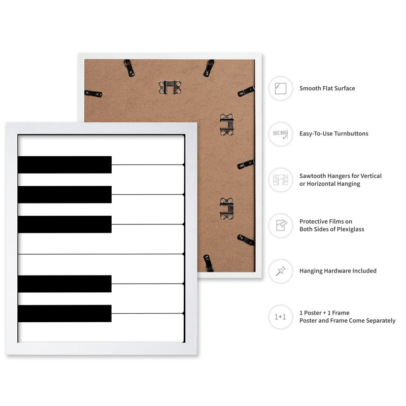 Touches de piano, Poster, H 18 po x l 24 po, White Framed