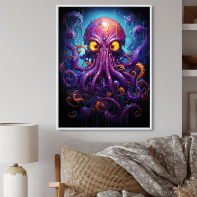 «Purple Animal Electric Octopus Drips», reproduction sur toile