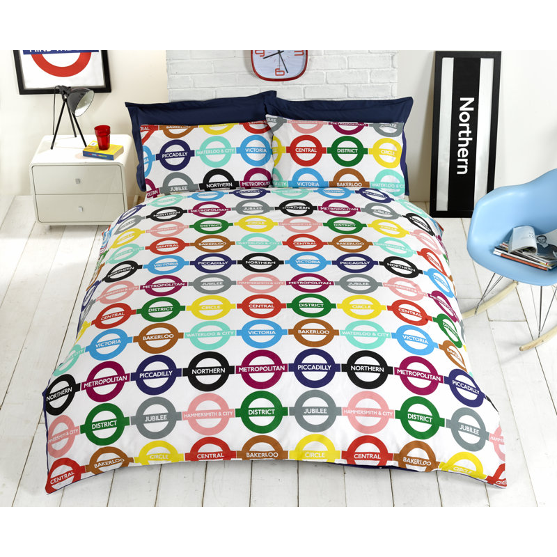 Cotton Blend Abstract Duvet Cover Set with Pillowcases Included, Kingsize - 2 Standard Pillowcases