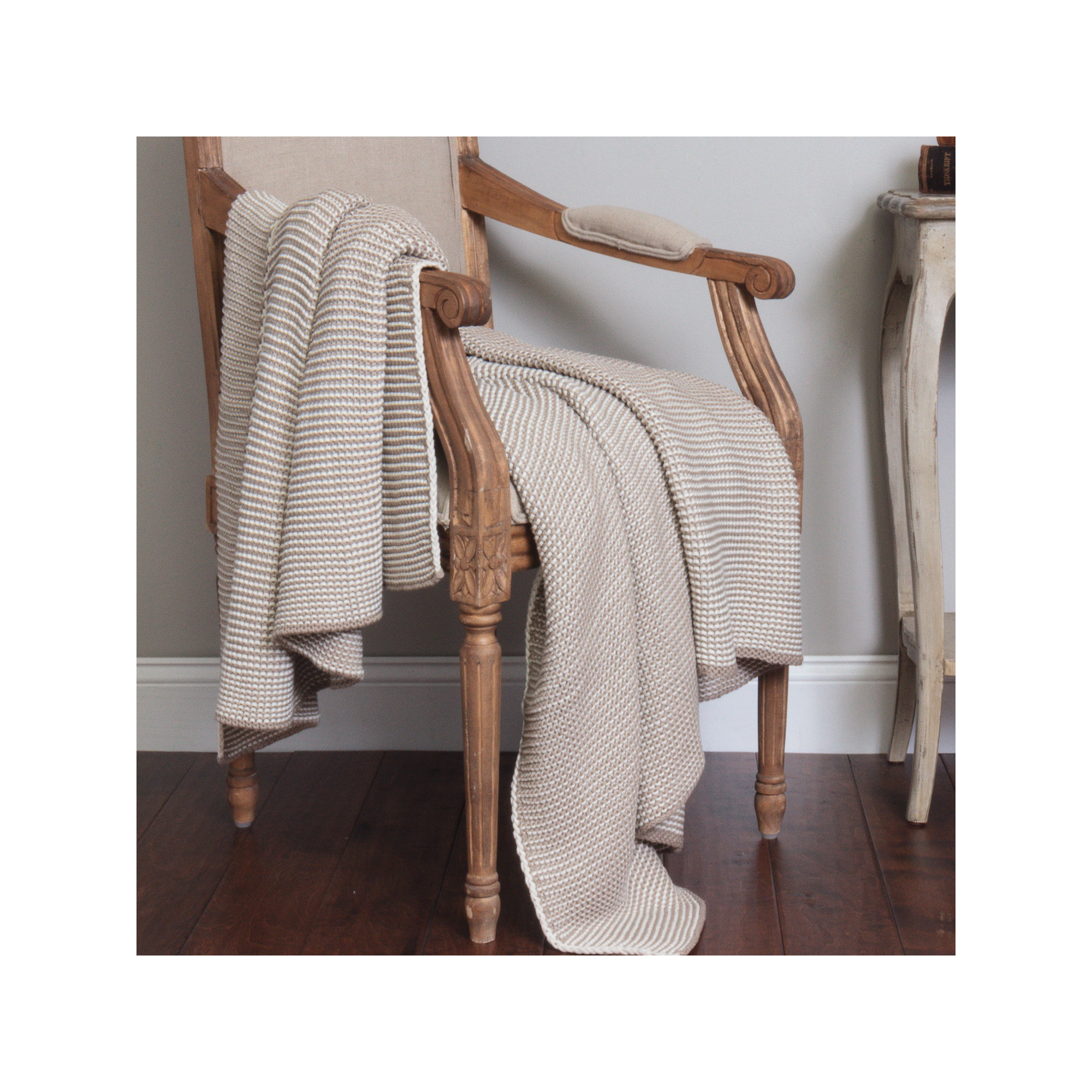 Cohen Cotton Knitted Throw Blanket, Natural