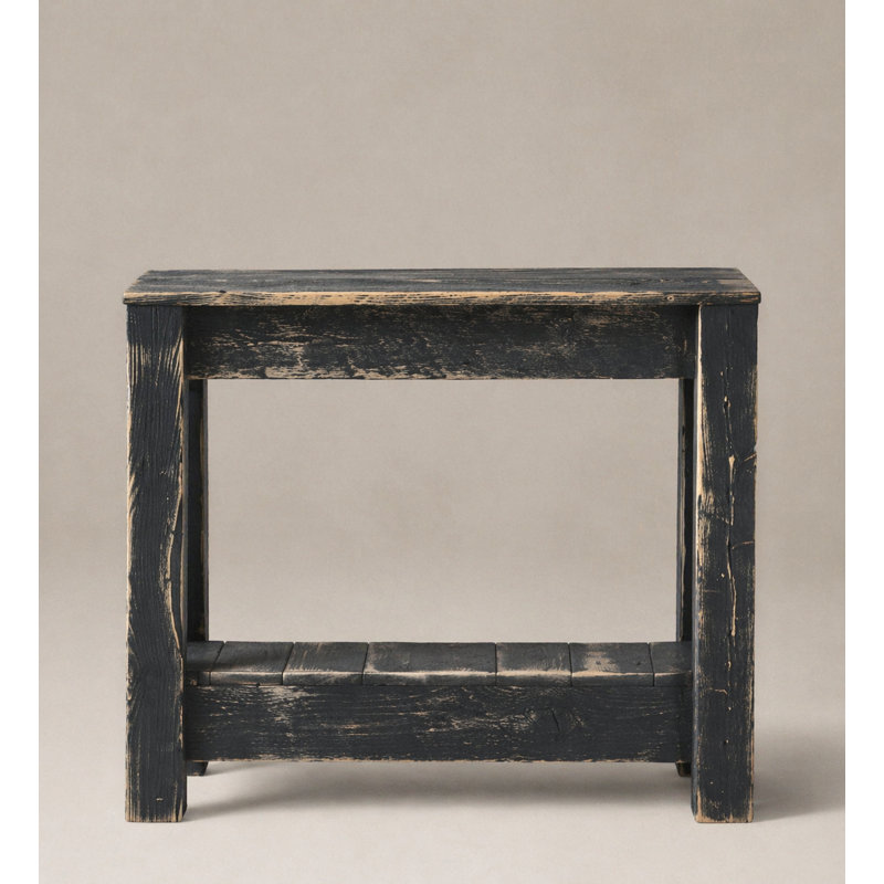 Table d'appoint 26 po en bois récupéré | Table de bout étroite | Table d'appoint en bois massif (noir), Noir