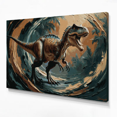 «Dinosaur Deinonychus», art mural sur toile noire