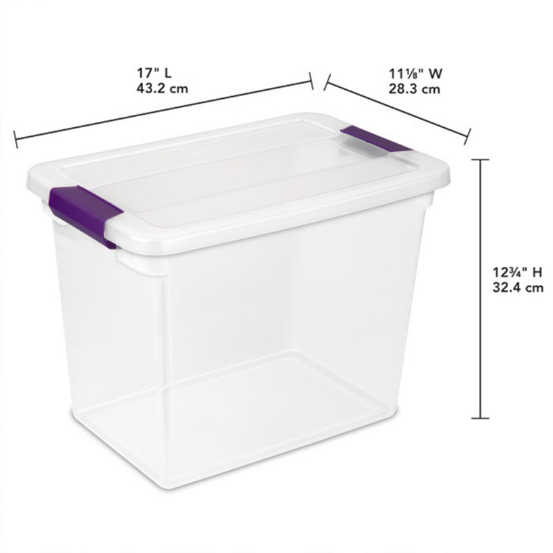 Bac empilable avec couvercle de rangement Sterilite Clearview Latch, paquet de 6