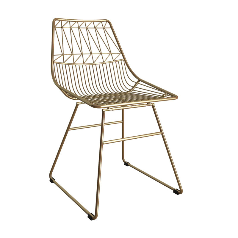 45.72cm H Metal Slat Back Side Chair, Electroplated Gold