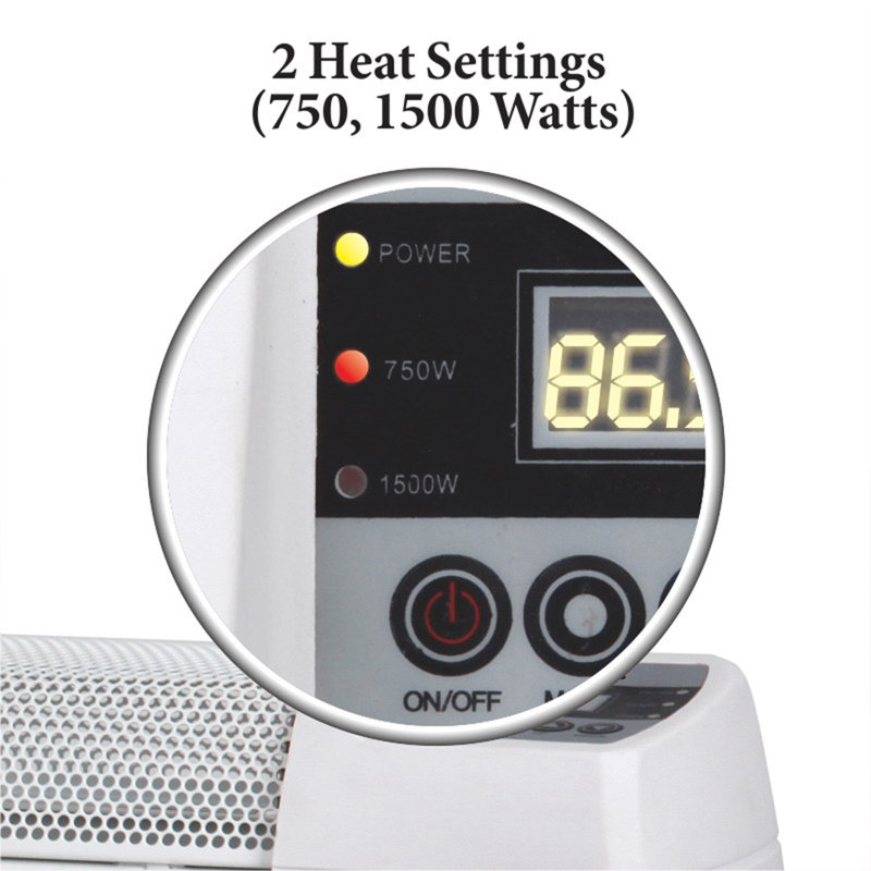 Optimus 30" White Electric Baseboard Convection Heater with Thermostat