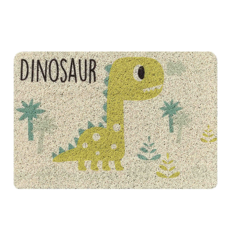 Dinosaur Beige Green Non-Slip Durable Absorbent Welcome Door Mat