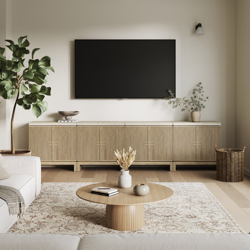 Buffet 2 portes, Travertine Greige - ensemble de 4
