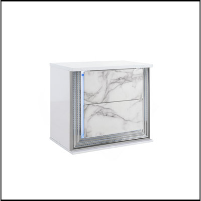 MOON WHITE MARBLE NIGHTSTAND WITH LED