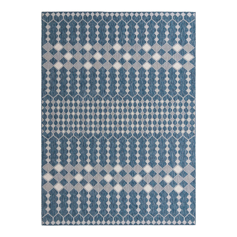 Blue Traliccio Indoor/Outdoor Trellis Rug, Rectangle 10' x 14'