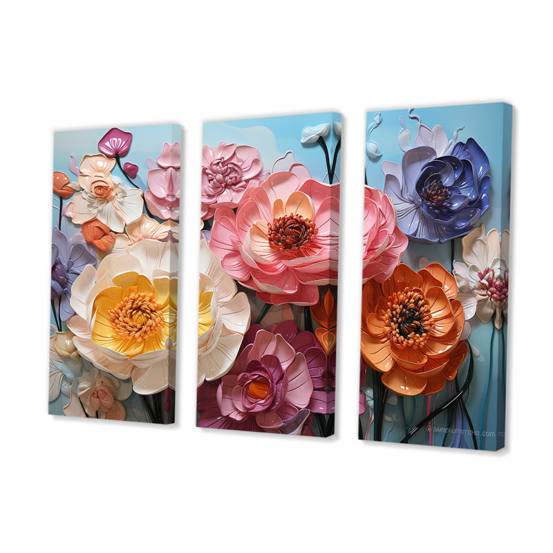 «Flower Field Of Ranunculus», impression d'art mural, H 32 po x l 48 po x P 1 po