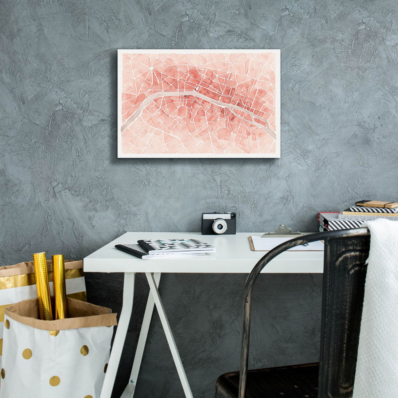 «Watercolor Wanderlust Paris Coral» par Laura Marshall, art mural sur toile, H 12 po x l 18 po x P 0,75 po