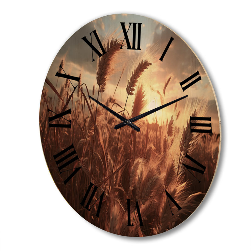 Horloge murale en bois Wildflowers in Sunset Tranquil Harvest I, Très grand