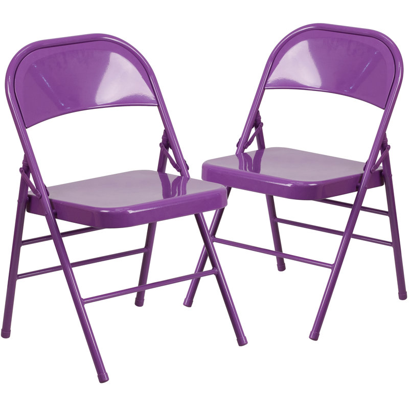 Chaise pliante en métal Oliverson, Mauve