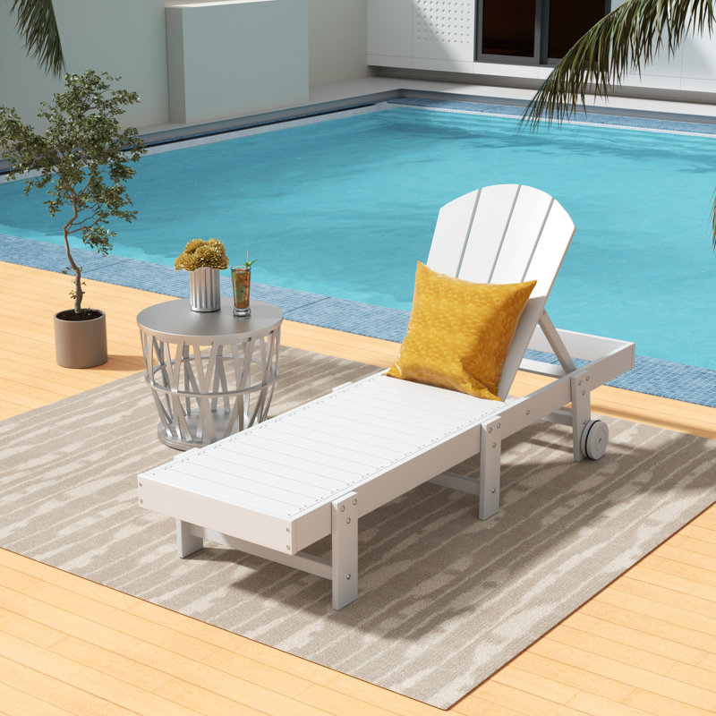 Laguna 77.6" Long Outdoor All-Weather Poly Reclining Single Chaise, Dark Brown