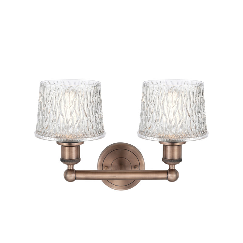 Éclairage pour meuble-lavabo à intensité variable à 2 lumières, Cuivre antique, H 11 po x l 15,5 po x P 7,75 po
