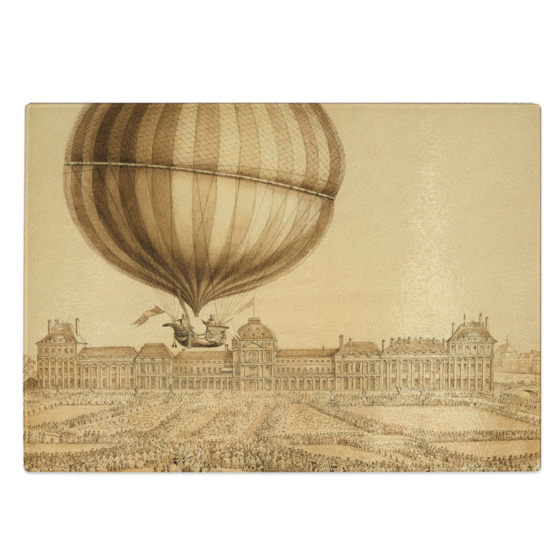 Glass Hot Air Balloon Above Versailles Palace Chopping Board, 39 cm W x 28.5 cm L