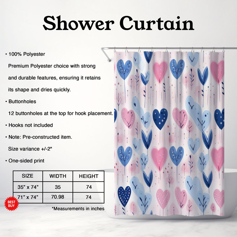 Cherished Patterns - Premium Shower Curtain, H 74 po x l 71 po