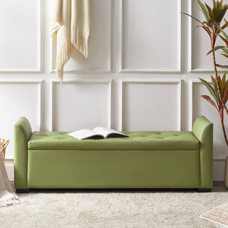 Banc de rangement capitonné avec accoudoirs évasés Stilla, Moss