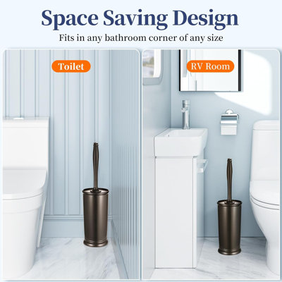 Toilet Bowl Brush Holder Set: 2 Pack Modern Deep Cleaning Bathroom Toilet Scrubber