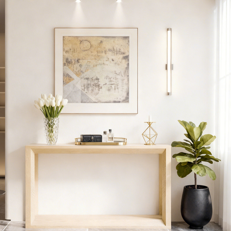 Rectangular Console Table With Storage, Imitative Oak