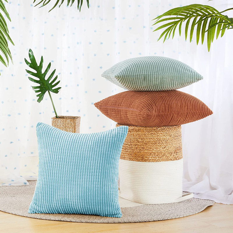 Baby Blue Corduroy Euro Pillow Covers, 22x22 Inch