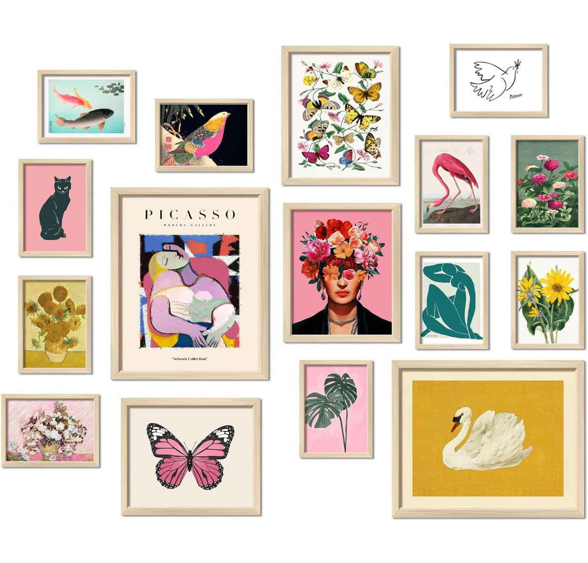 16 Piece Framed Eclectic Wall Art Set