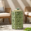 Table d'appoint de 14 pouces avec motif découpé Sunburst, finition vert craquelé pour un décor moderne et élégant-907362219-907362220