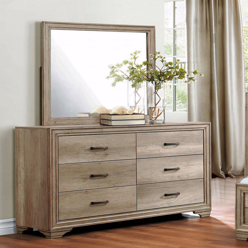 Commode 1 tiroir 6 tiroirs avec quincaillerie noire de style rustique contemporain