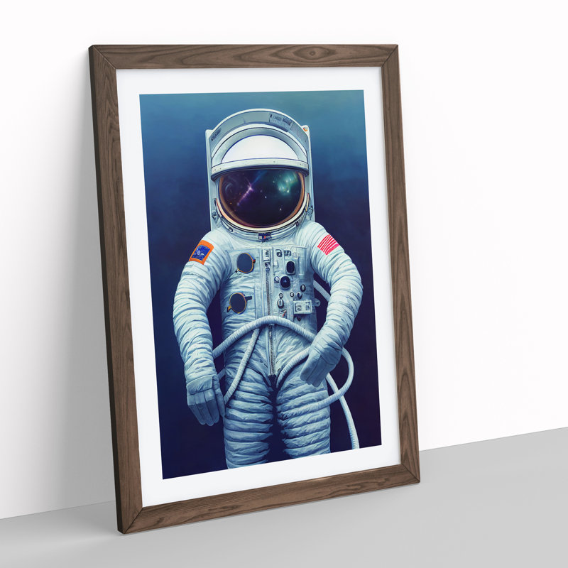 Unreal Astronaut - Single Picture Frame Print, 64cm H x 46cm W x 2cm D, Walnut 