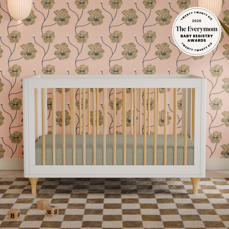 Lolly 3-in-1 Convertible Crib, White/Natural