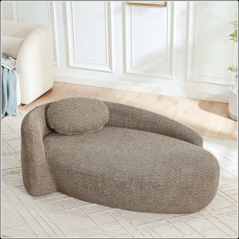 Méridienne ovale moderne avec coussin - Économie d'espace, Brown