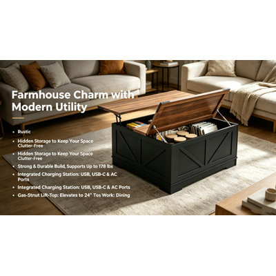 Table basse 17 po 17 po Farmhouse
