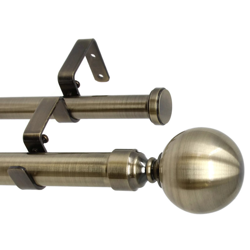 Tringle à rideaux double à fenêtre plate en acier Courtois, H 1 po x l 120 po x P 1 po, Acier brossé