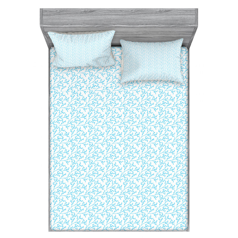 Microfiber Floral Sheet Set, Queen Sheet Set with Fitted Sheet