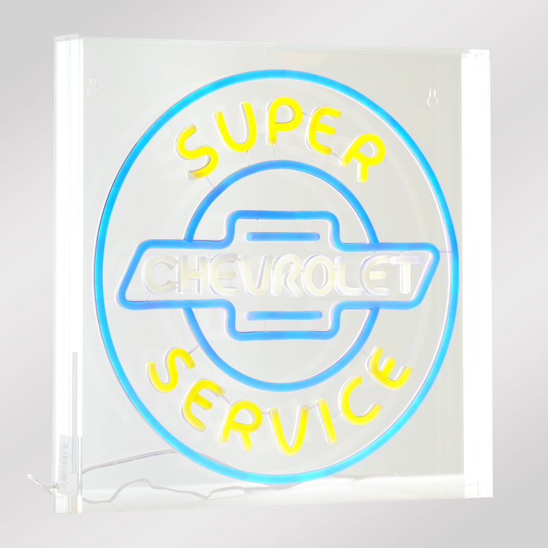 Chevrolet Super Service Blue and Yellow Acrylic LED Sign