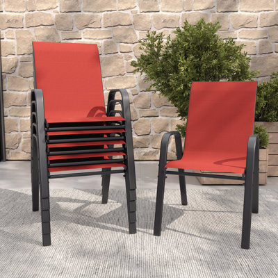 Ensemble de chaises d'extérieur 4 pièces - Siège large, capacité de 350 lb - Structure en métal Teslin imperméable et résistante à la rouille - Support lombaire ergonomique - Idéal pour la terrasse, le restaurant, la salle de banquet