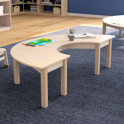 Bright Beginnings Commercial Grade Half Circle Wooden Classroom Activity Table