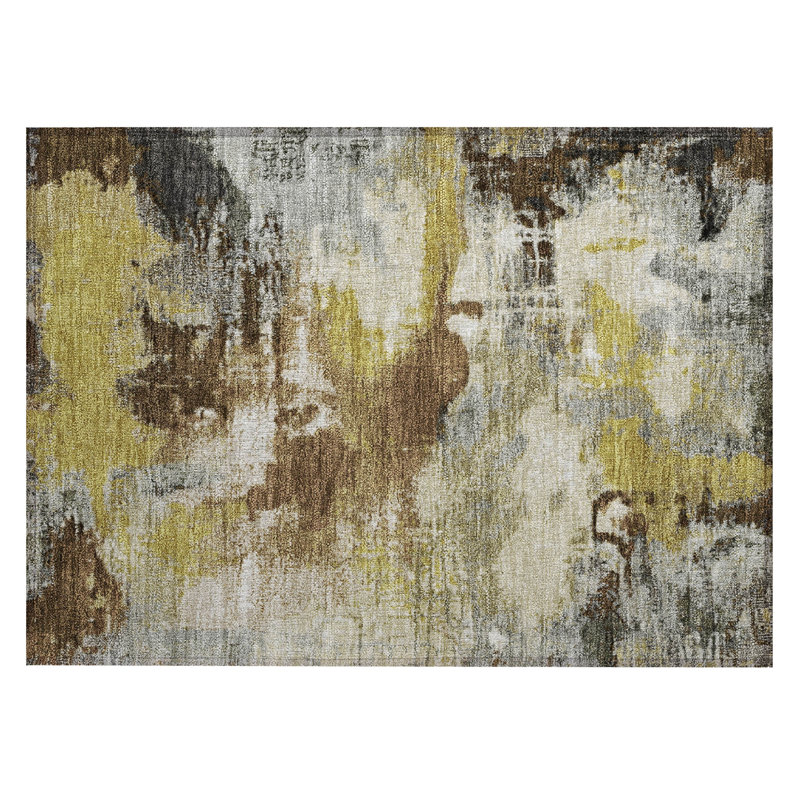 Machine Washable Indoor/Outdoor Xhevrie Brown Rug, Rectangle 1'8" x 2'6"