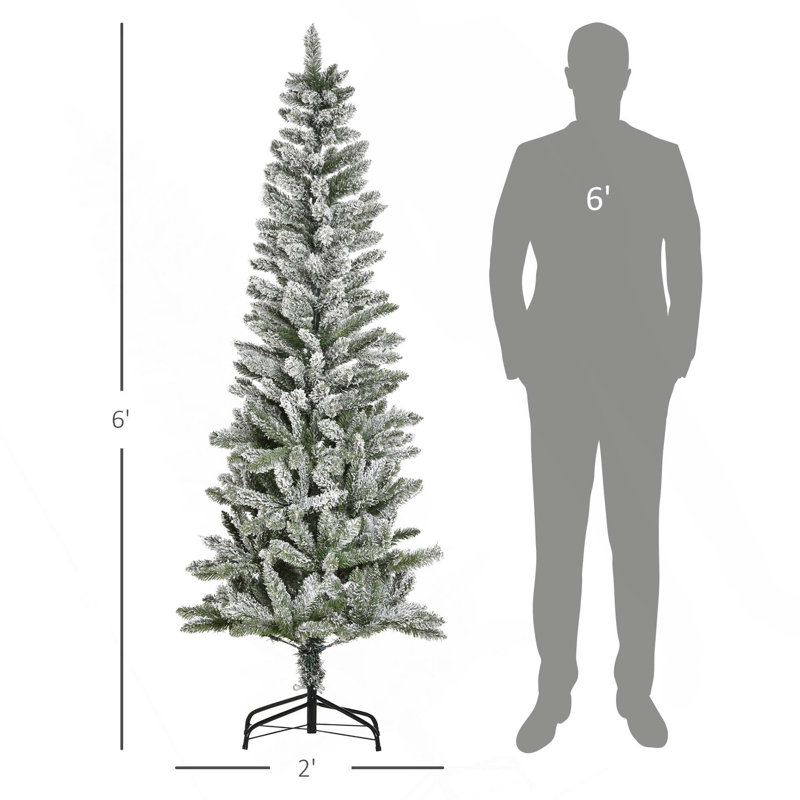 Arbre de Noël artificiel mince enneigé 6 pi avec 394 pointes