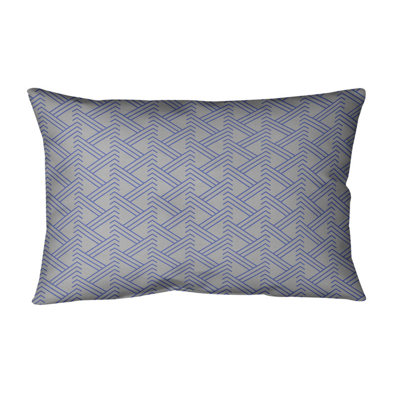 Coussin lombaire à motif Zig Zag, H 14 po x l 20 po, Pas de bourre, Gris/bleu