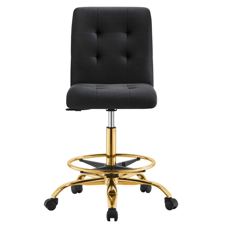 Modway Prim Armless Performance Velvet Drafting Chair, Black