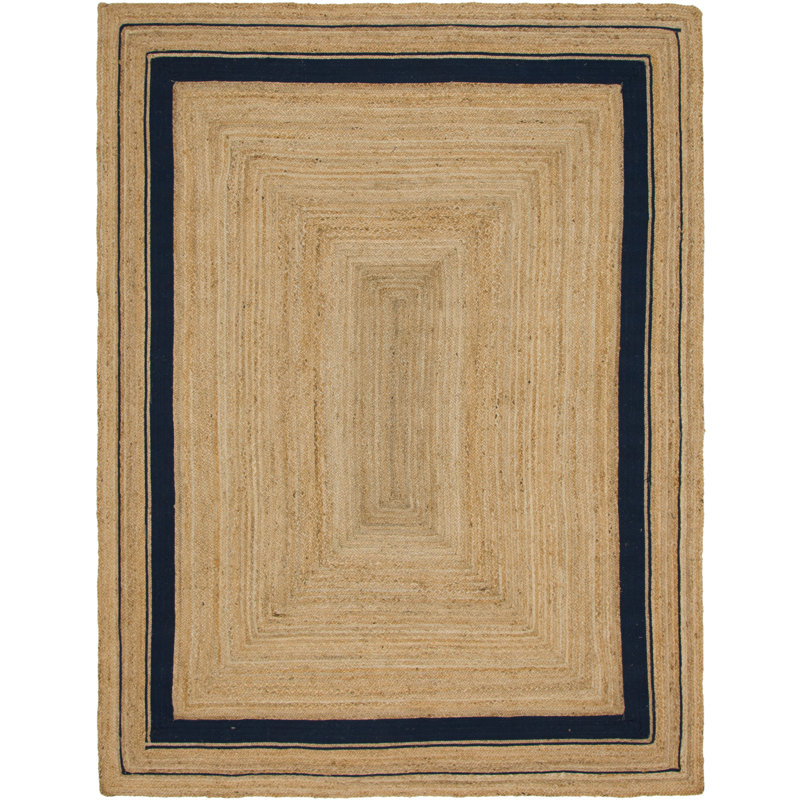 Lenard Indoor Rug, Rectangle 9' x 12'2", Natural/Navy Blue