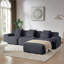 Canapé modulaire en L 113 po pour salon modulaire de 113 po, revêtement en velours côtelé gris foncé, canapé surdimensionné à 3 places avec siège profond et repose-pieds mobile - sans assemblage-504287212