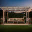 Pavillon de jardin 13 'x 6,5' avec toit en métal, ampoules et comptoirs de bar, conception de pergola en bois