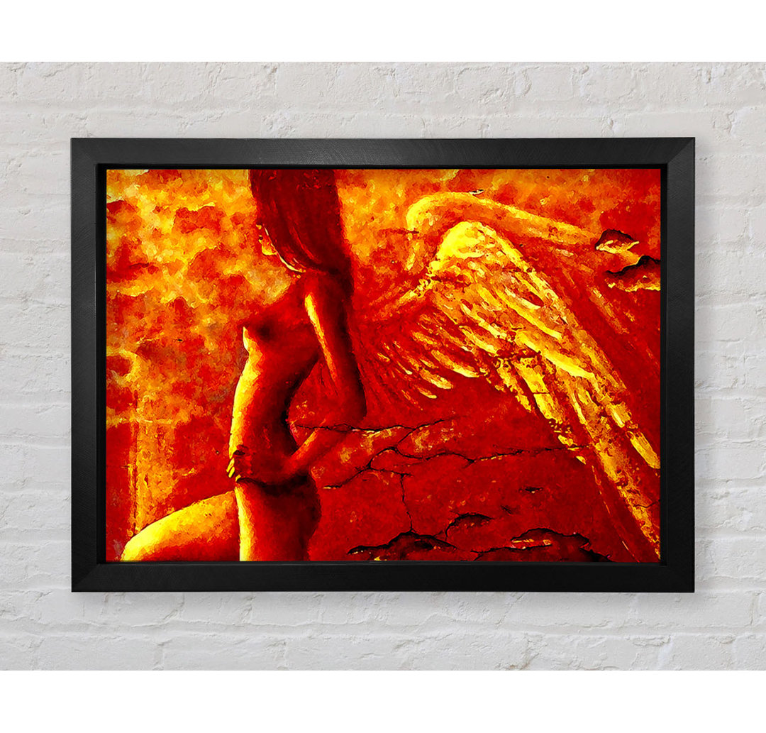 Orange Angel Wings Gerahmter Druck