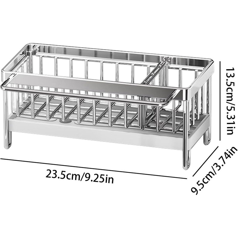 Kitchen Sink Organizer - Sink Sponge Holder Stainless Steel Kitchen Brush Holder Sink Draining Rack Rustproof Sink Brush Holder Wallmounted Drain Auto Drainage Storage Rack For Kitchen Bathroom