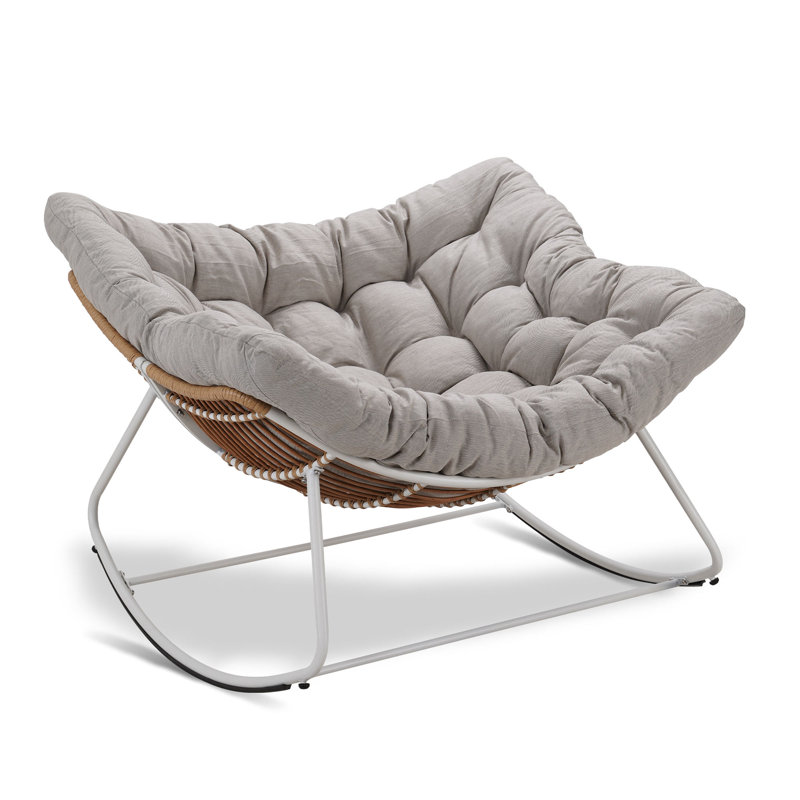 Chaise berçante Akishia, Gris, Blanc