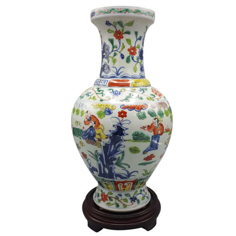  Chinese porcelain vase 7-ring '1000 children' pattern