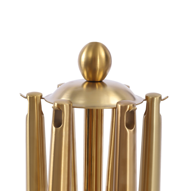 7-Piece Gold Stainless Steel Kitchen Utensil Set with Holder