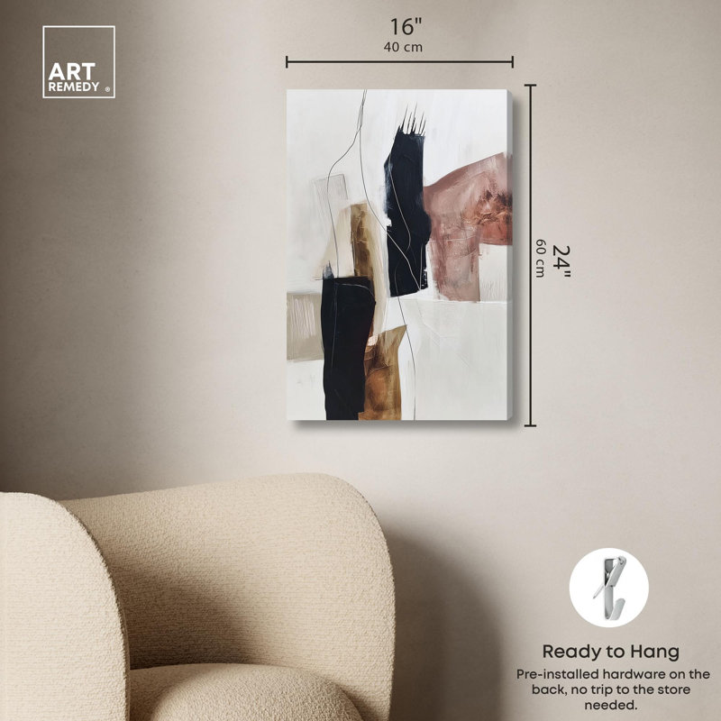 «Smooth Brush I Boho Decor» par Art Remedy, H 24 po x l 16 po, Toile tendue avec châssis
